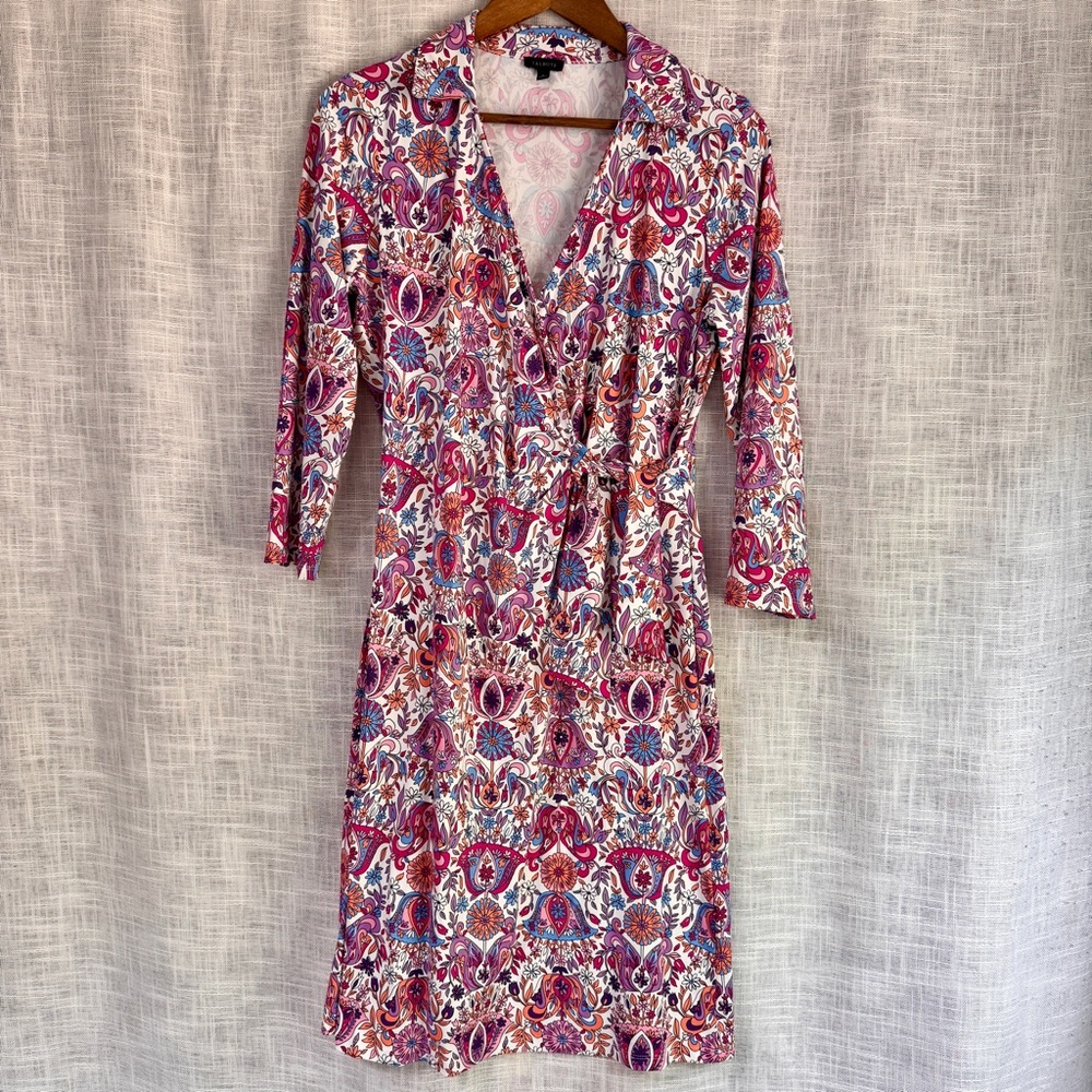Talbots Effortless Jersey Kelley Magical Floral Wrap Style Dress Size Medium
